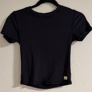 Vuori Black Ribbed cropped Women's Tee, XS